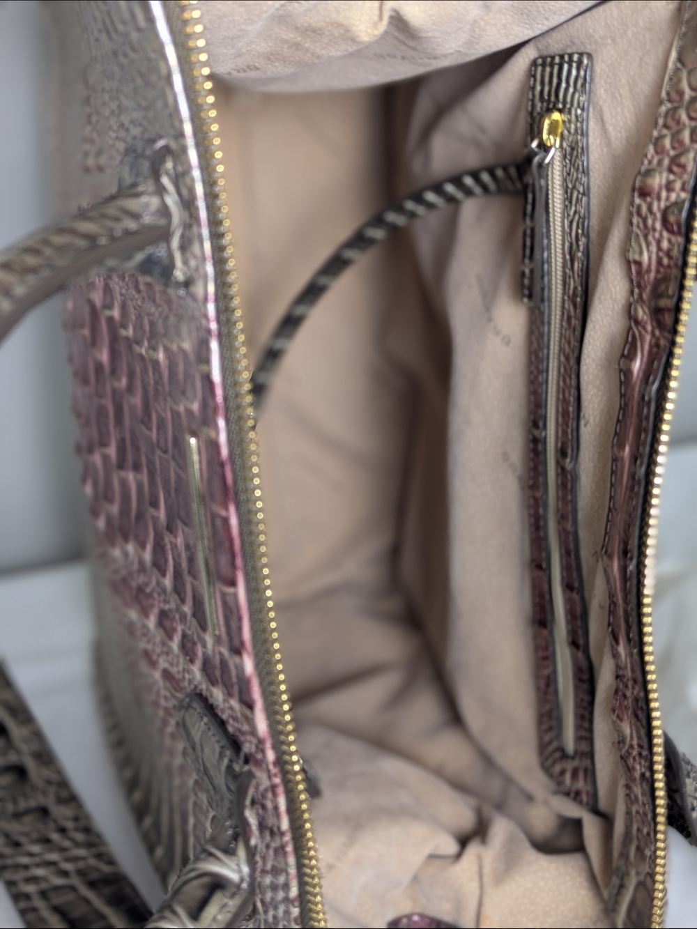 Brahmin Caroline Ombre Melbourne Leather Satchel Luxury Authentic - Picture 13 of 16